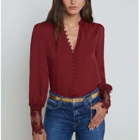 L'Agence Ava Blouse In Syrah M NWT - Picture 6 of 10
